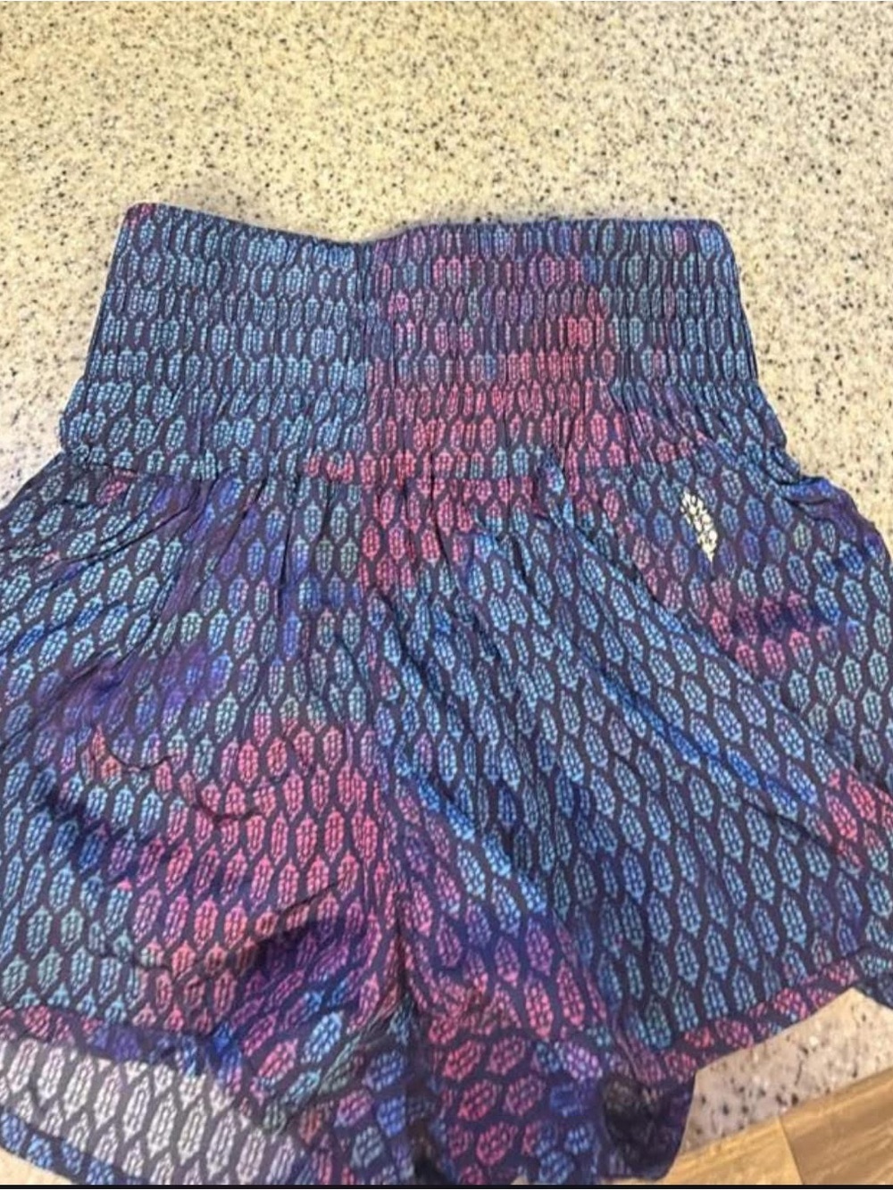 FP Movement by Free People High-Waist Printed Shorts in Blue & Pink